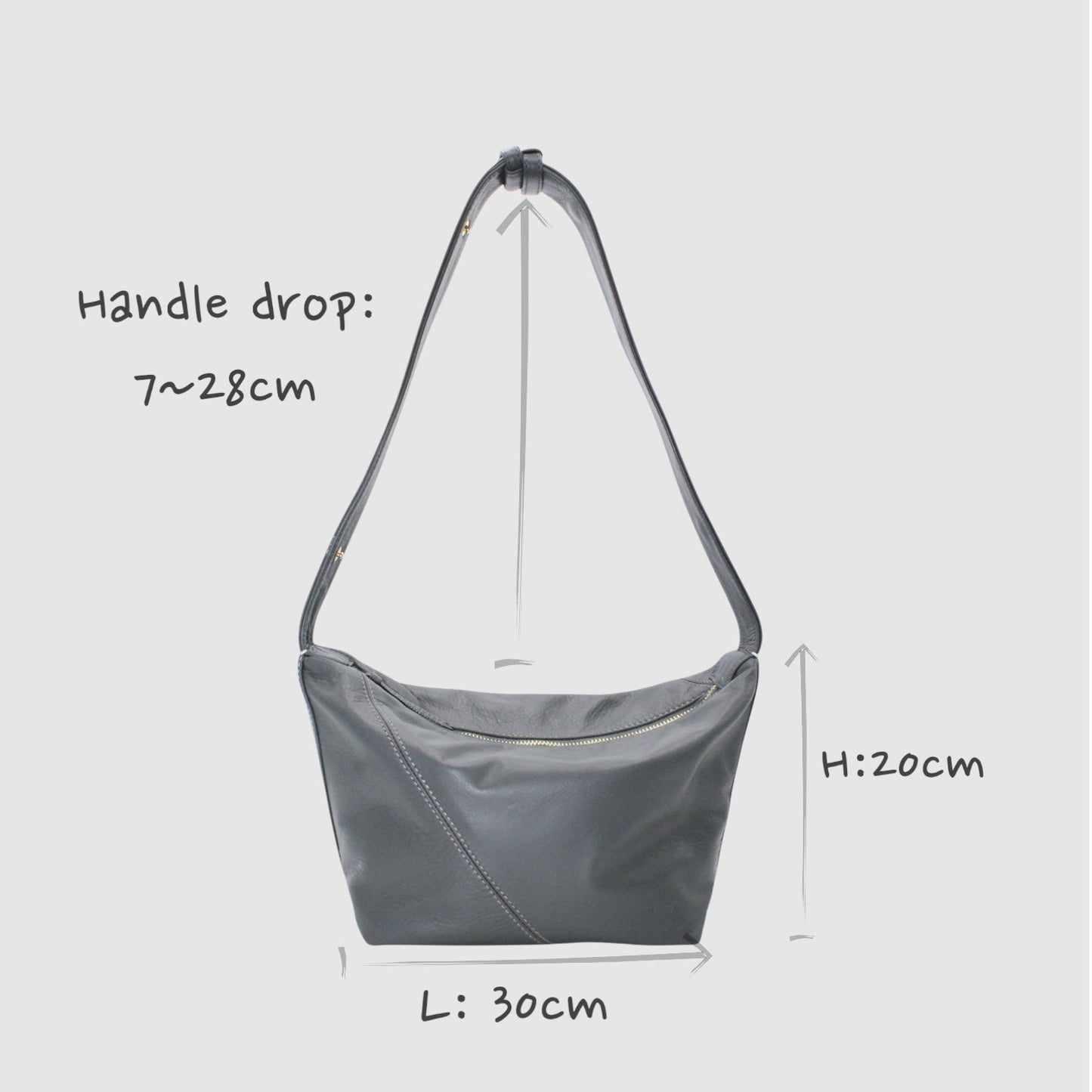 Handbag & Wallet Accessories Evy - Genuine Leather Pouch Shoulder Bag - Ash Grey San Rocco Italia