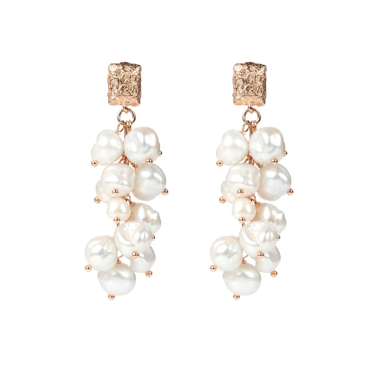earrings Rose gold Festive Pearl Dangle Earrings - Rose Gold and Silver San Rocco Italia
