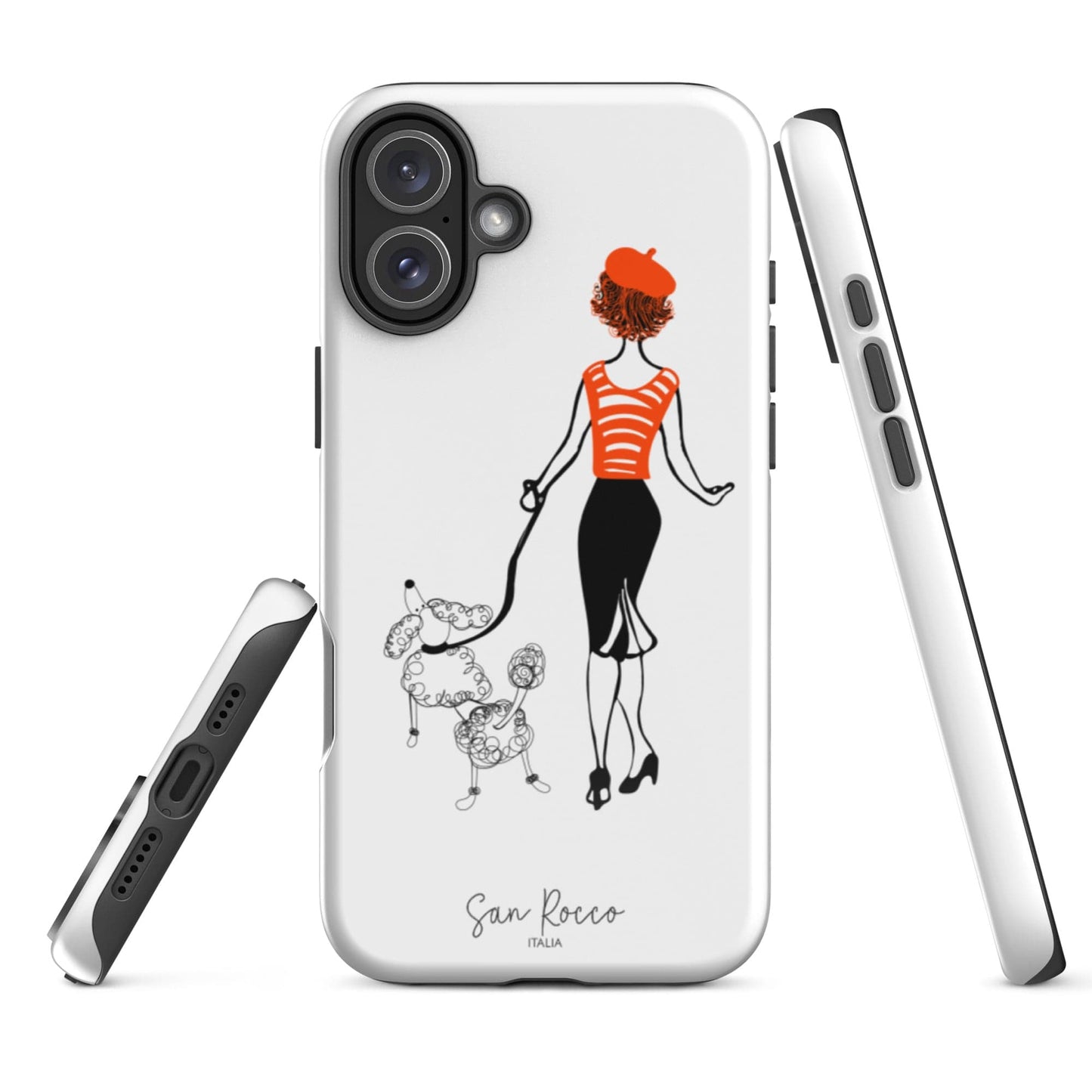 Mobile Phone Cases Glossy / iPhone 16 Plus Girl with French Poodle Tough iPhone Case San Rocco Italia