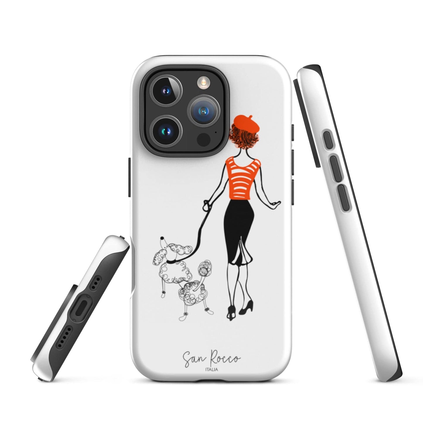 Mobile Phone Cases Glossy / iPhone 16 Pro Girl with French Poodle Tough iPhone Case San Rocco Italia