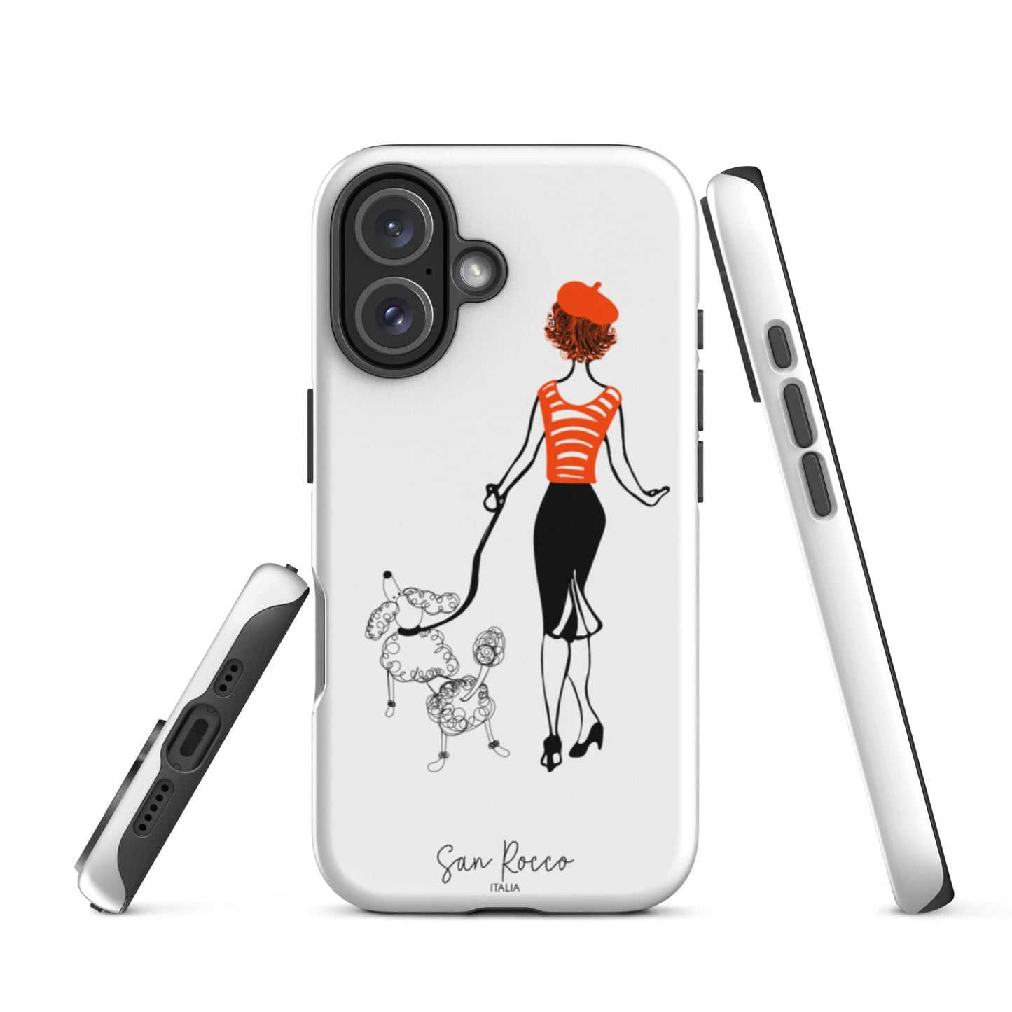 Mobile Phone Cases Matte / iPhone 16 Girl with French Poodle Tough iPhone Case San Rocco Italia