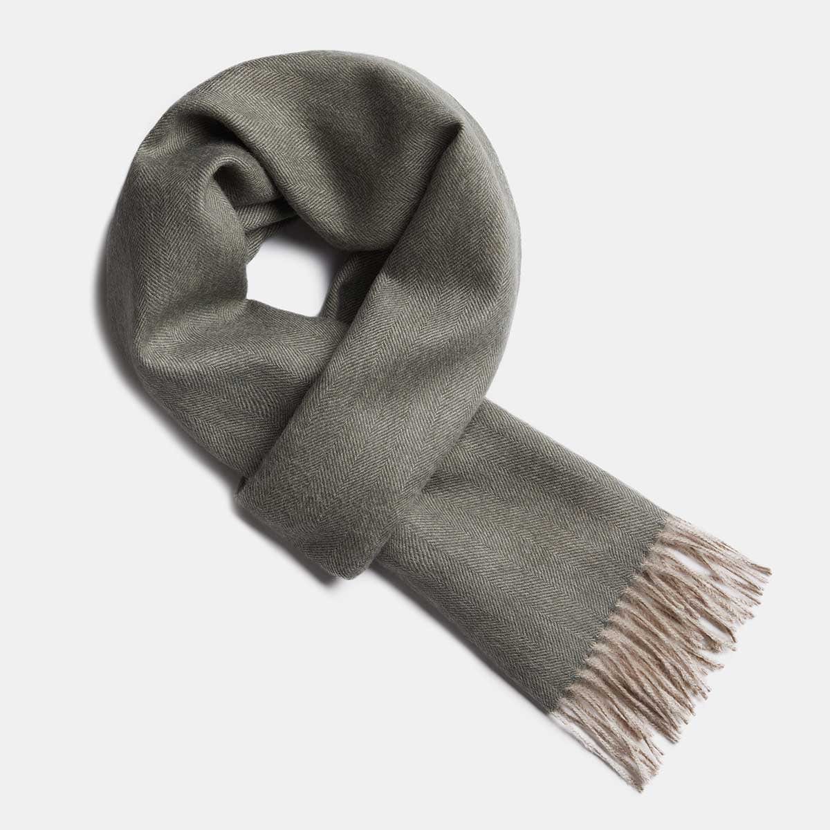 Scarves Botanical / Beige Herringbone Baby Alpaca Wool Scarf from Peru San Rocco Italia