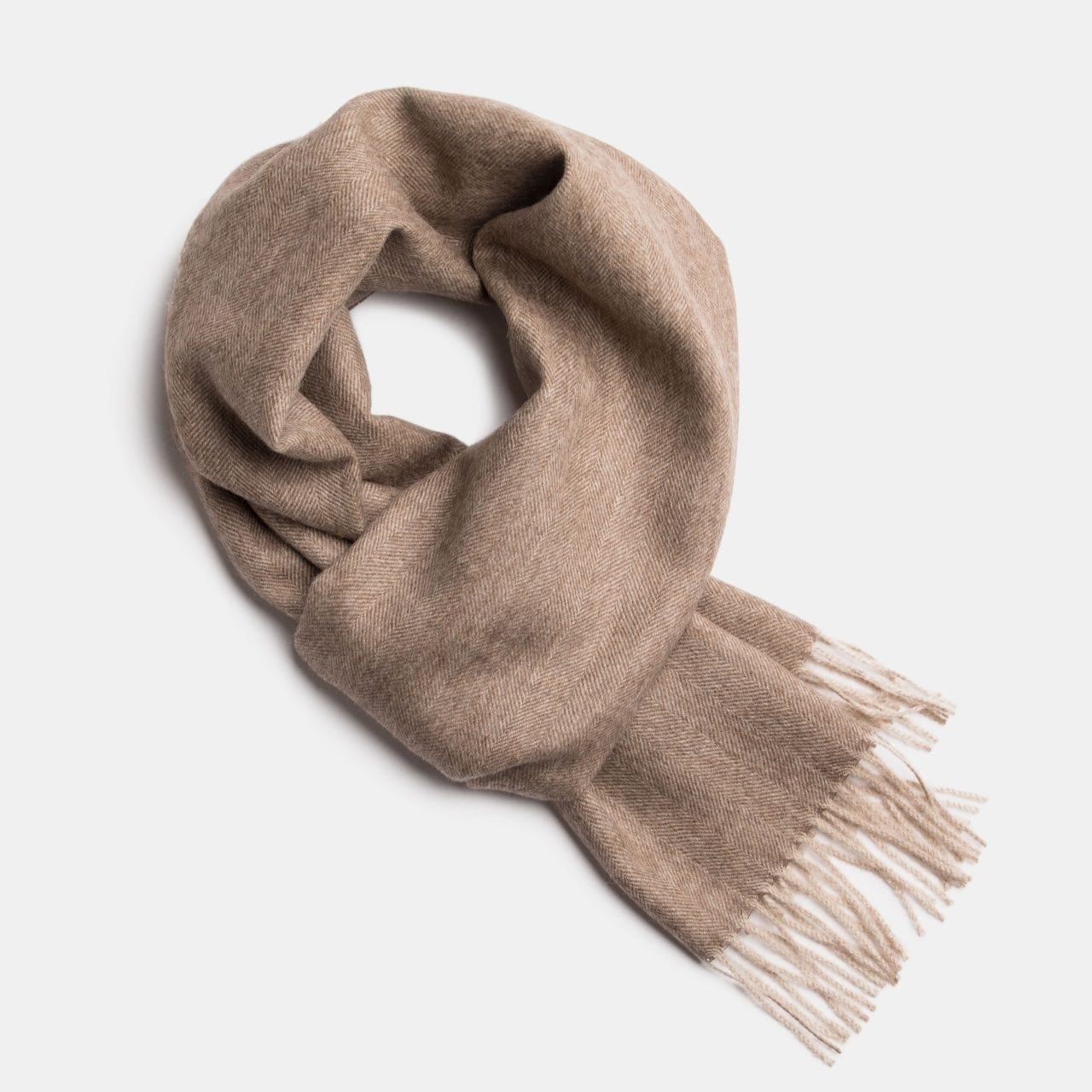 Scarves Brown / Beige Herringbone Baby Alpaca Wool Scarf from Peru San Rocco Italia
