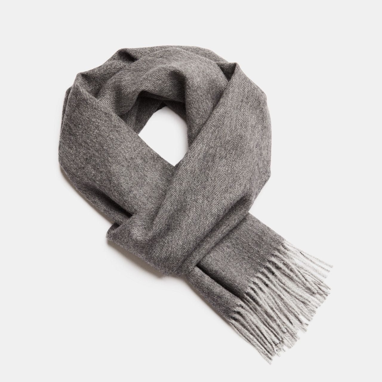 Scarves Charcoal / Silver Herringbone Baby Alpaca Wool Scarf from Peru San Rocco Italia