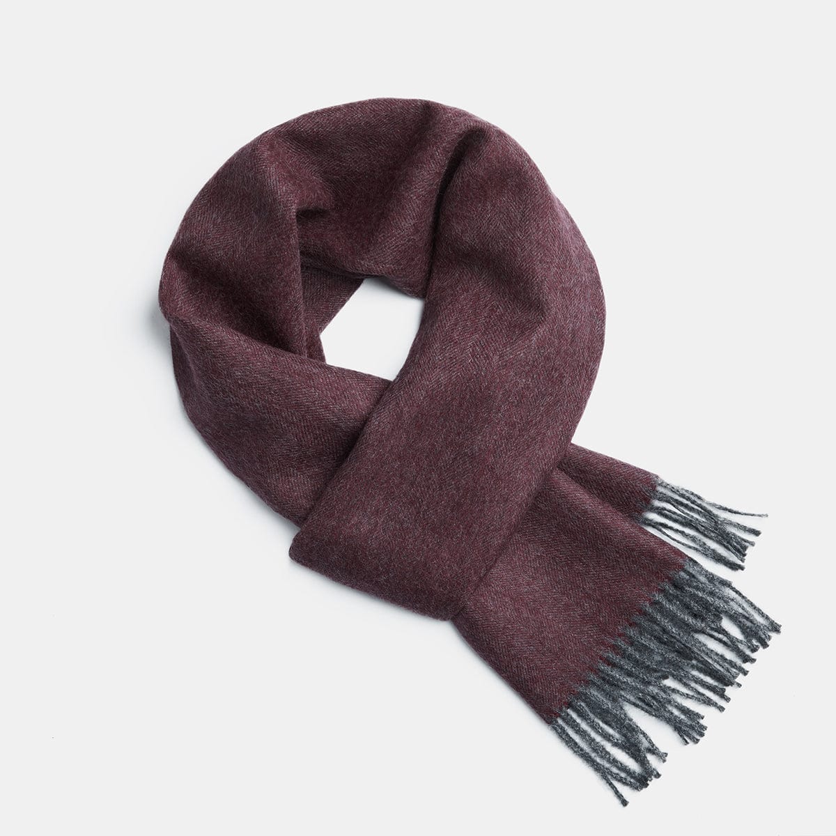 Scarves Dark Purple / Gray Herringbone Baby Alpaca Wool Scarf from Peru San Rocco Italia