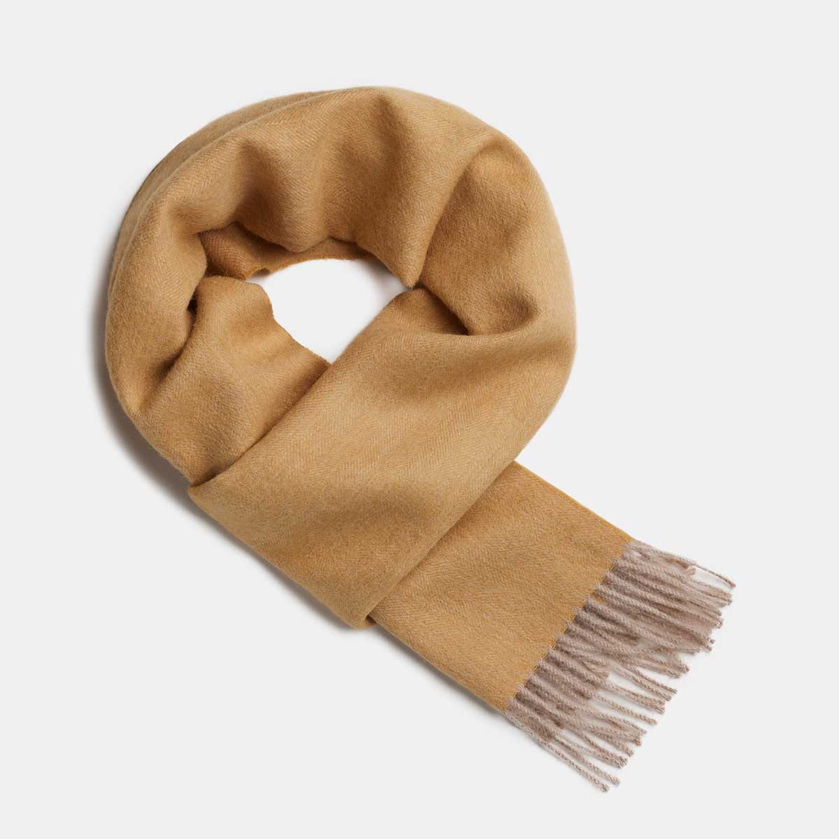 Scarves Gold / Beige Herringbone Baby Alpaca Wool Scarf from Peru San Rocco Italia