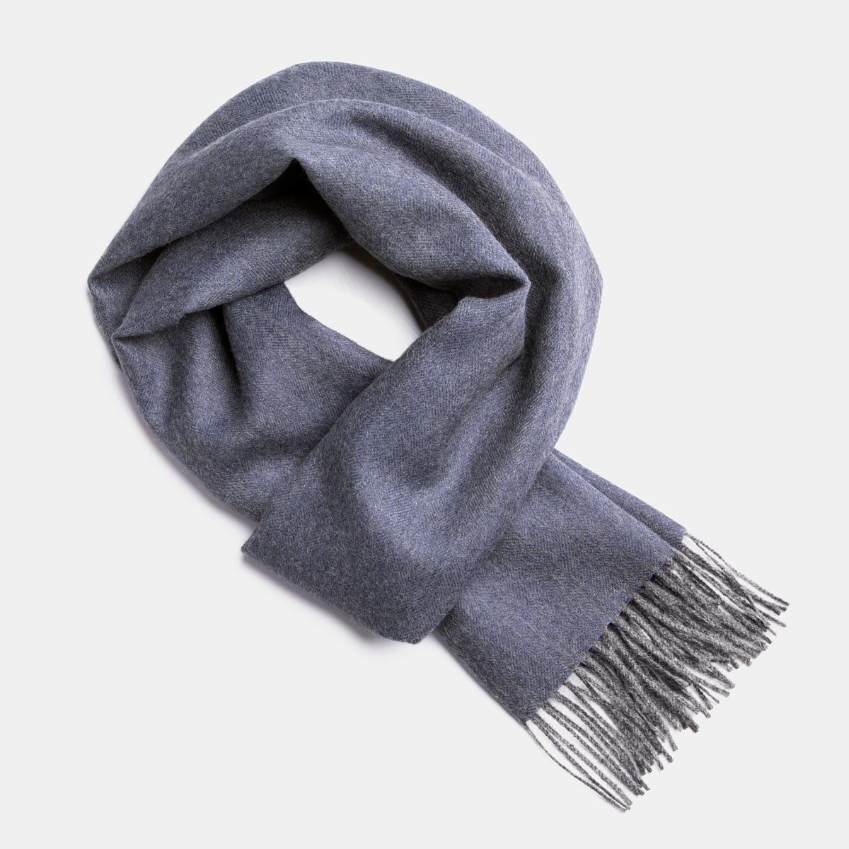 Scarves Indigo / Gray Herringbone Baby Alpaca Wool Scarf from Peru San Rocco Italia