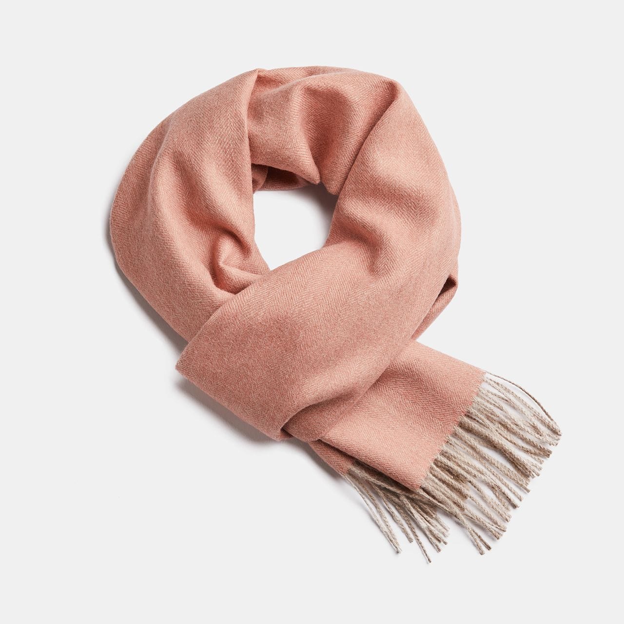 Scarves Nude Pink / Beige Herringbone Baby Alpaca Wool Scarf from Peru San Rocco Italia