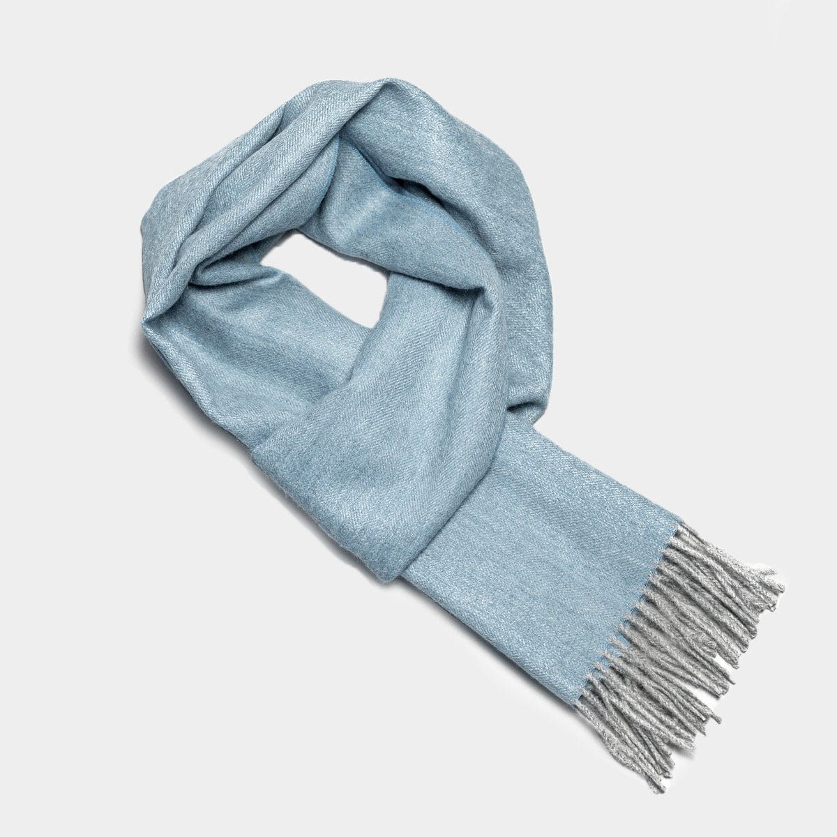 Scarves Ocean Blue / Silver Herringbone Baby Alpaca Wool Scarf from Peru San Rocco Italia
