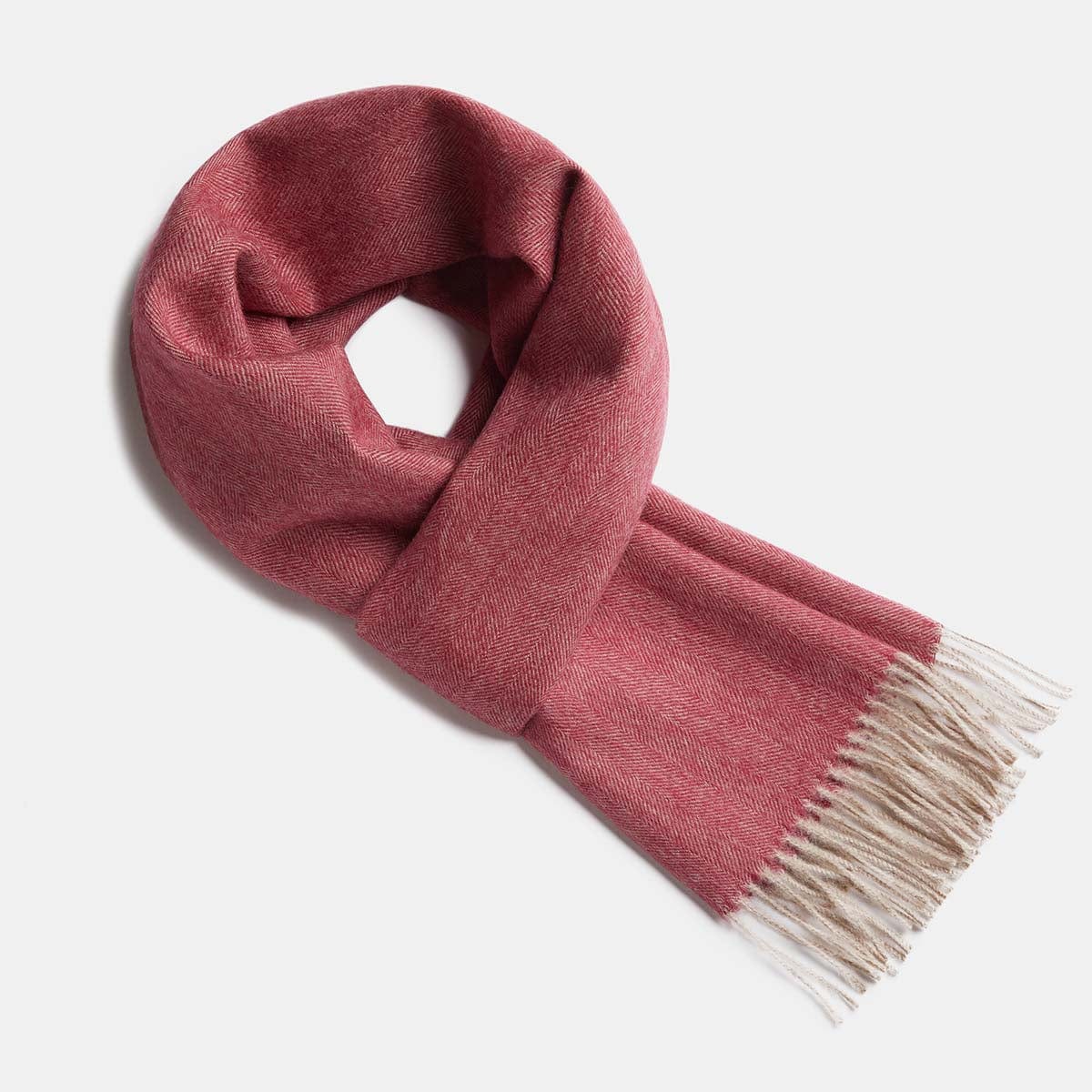 Scarves Red / Beige Herringbone Baby Alpaca Wool Scarf from Peru San Rocco Italia