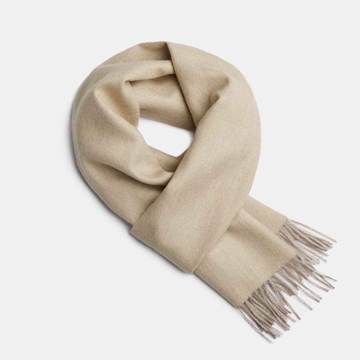 Scarves Vanilla / Beige Herringbone Baby Alpaca Wool Scarf from Peru San Rocco Italia