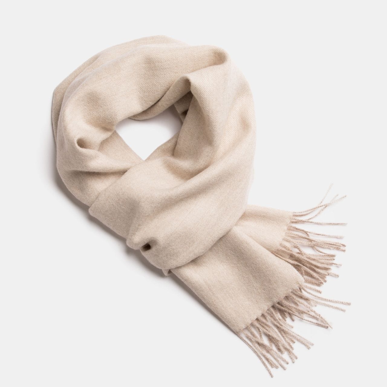 Scarves White / Beige Herringbone Baby Alpaca Wool Scarf from Peru San Rocco Italia