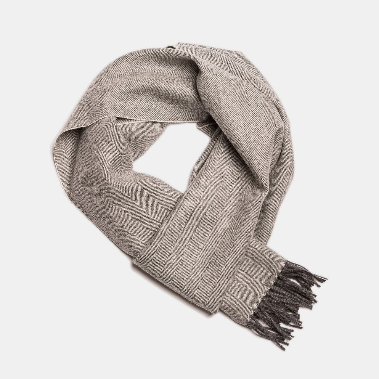 Scarves White / Gray Herringbone Baby Alpaca Wool Scarf from Peru San Rocco Italia