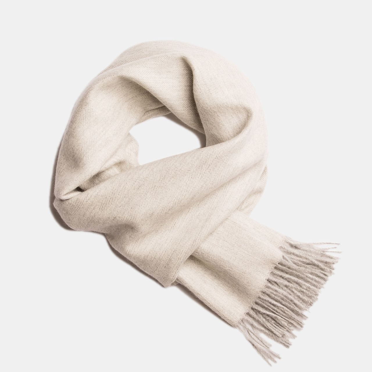 Scarves White / Silver Herringbone Baby Alpaca Wool Scarf from Peru San Rocco Italia