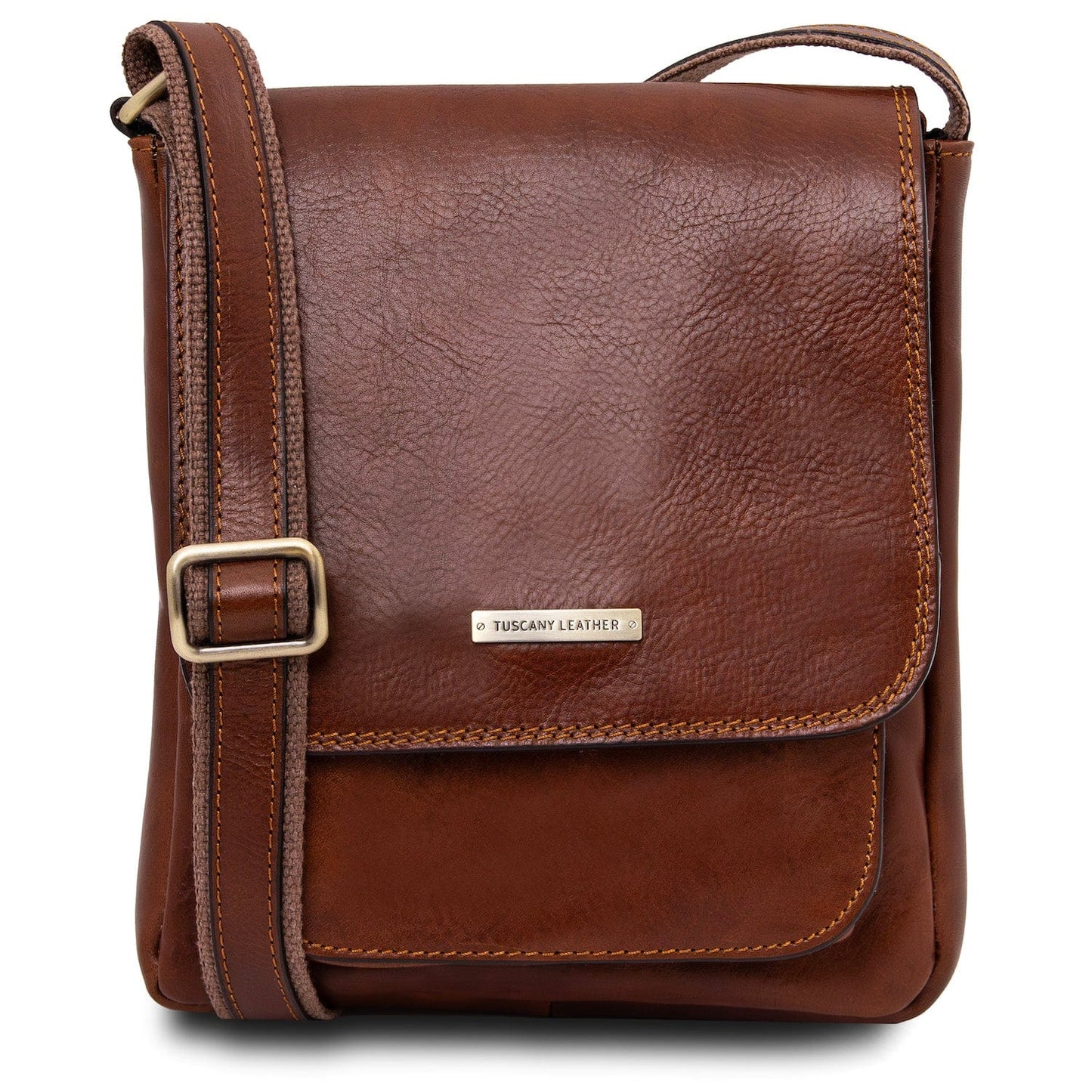 Leather bags for men Brown Jimmy - Leather crossbody bag for men with front pocket | TL141407 San Rocco Italia