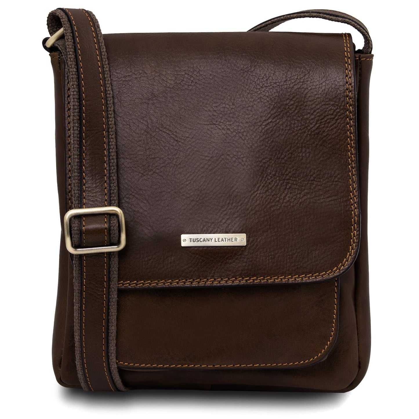 Leather bags for men Dark Brown Jimmy - Leather crossbody bag for men with front pocket | TL141407 San Rocco Italia