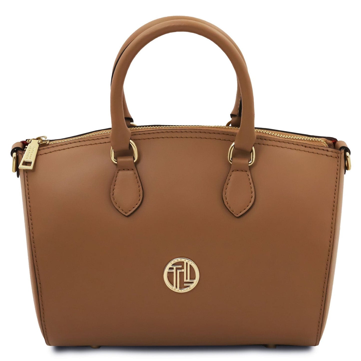 Leather handbags Cognac Layla - Leather small duffle handbag | TL142399 San Rocco Italia