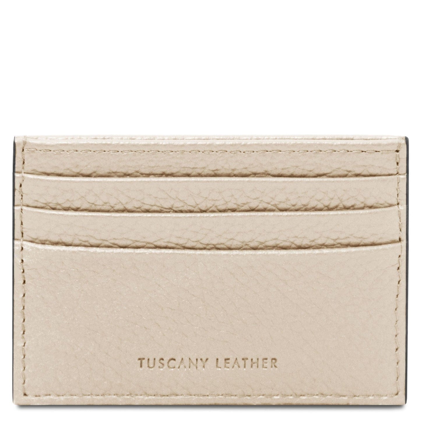 Men leather accessories Beige Leather card holder - 6 cards, pebbled leather | TL142472 San Rocco Italia
