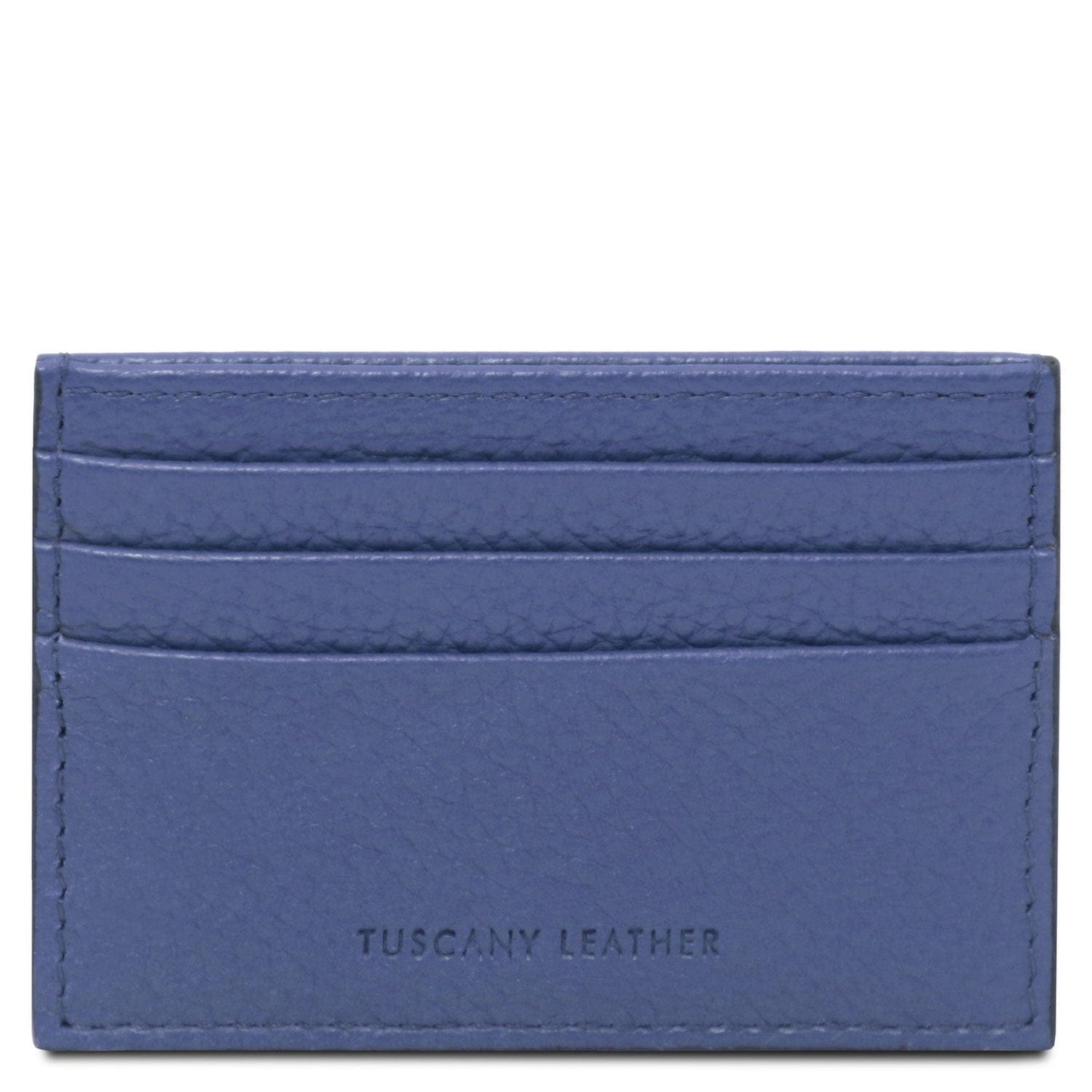Men leather accessories Blue Leather card holder - 6 cards, pebbled leather | TL142472 San Rocco Italia