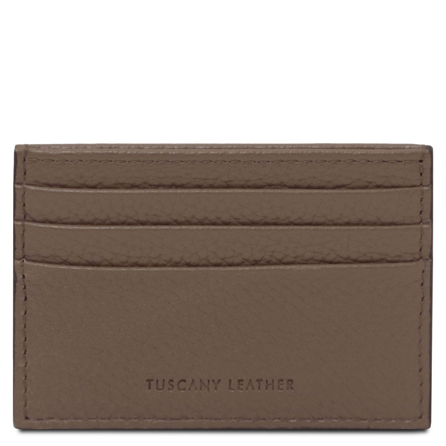 Men leather accessories Dark Taupe Leather card holder - 6 cards, pebbled leather | TL142472 San Rocco Italia