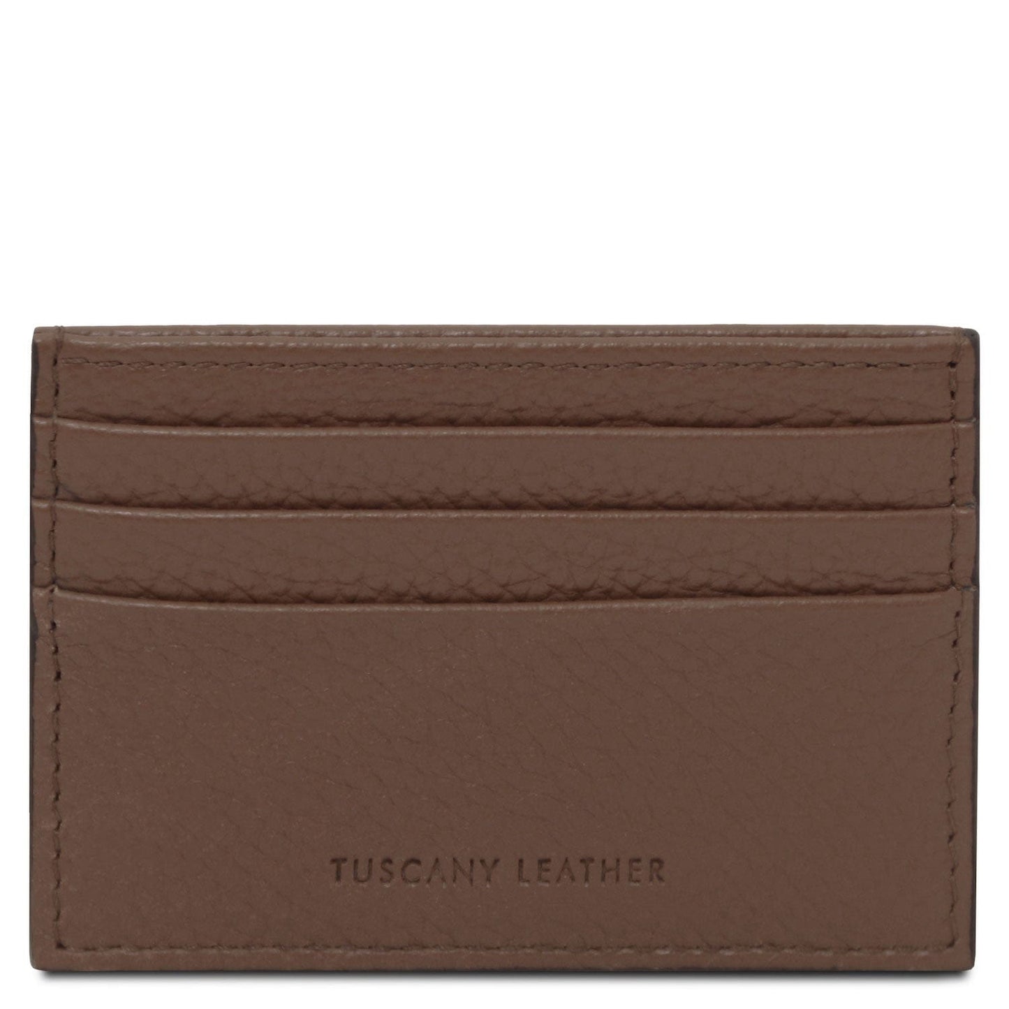 Men leather accessories Tobacco Leather card holder - 6 cards, pebbled leather | TL142472 San Rocco Italia