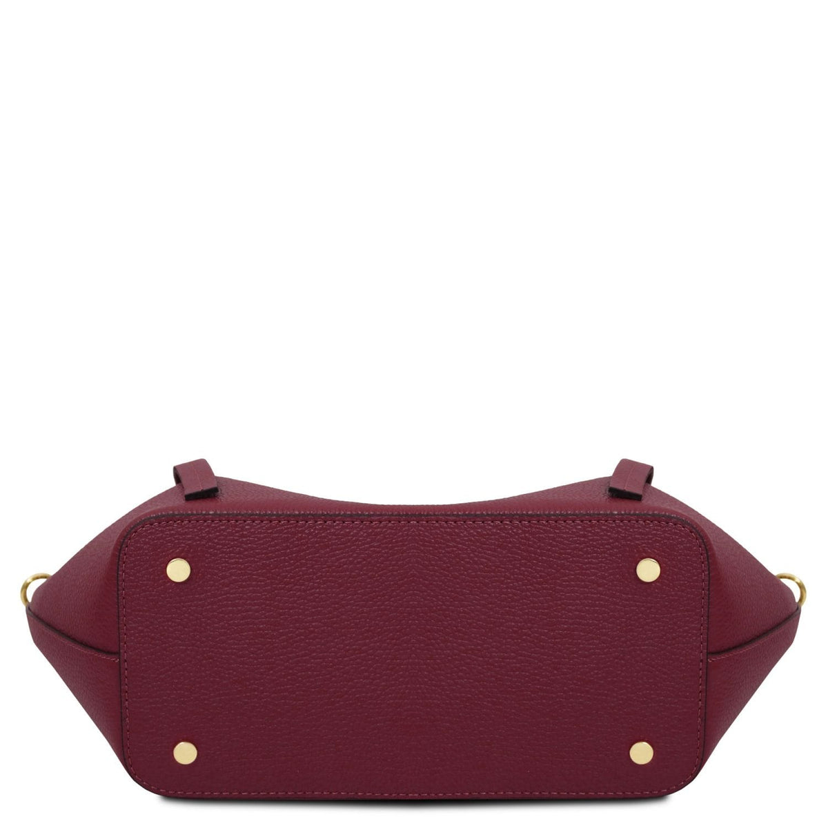 Legame - Italian leather shopping bag - Large size | TL142481 in burgundy pebbled leather with gold hardware on white background.