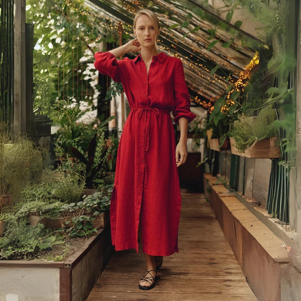 Linen Rhapsody Dress - Lava Falls - Premium - Shop now at San Rocco Italia