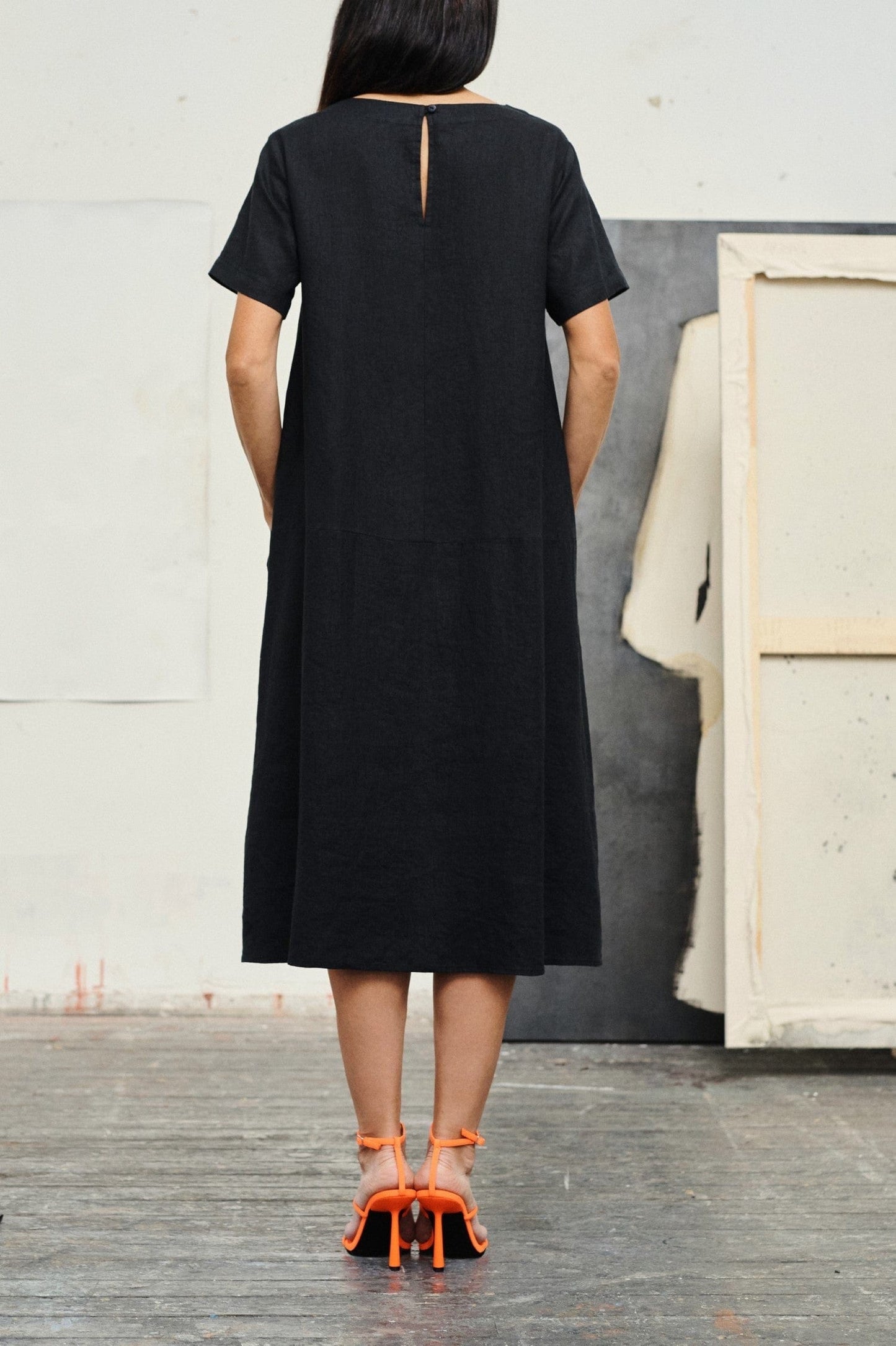 Dresses Speedwell Linen Midi Dress - Black San Rocco Italia