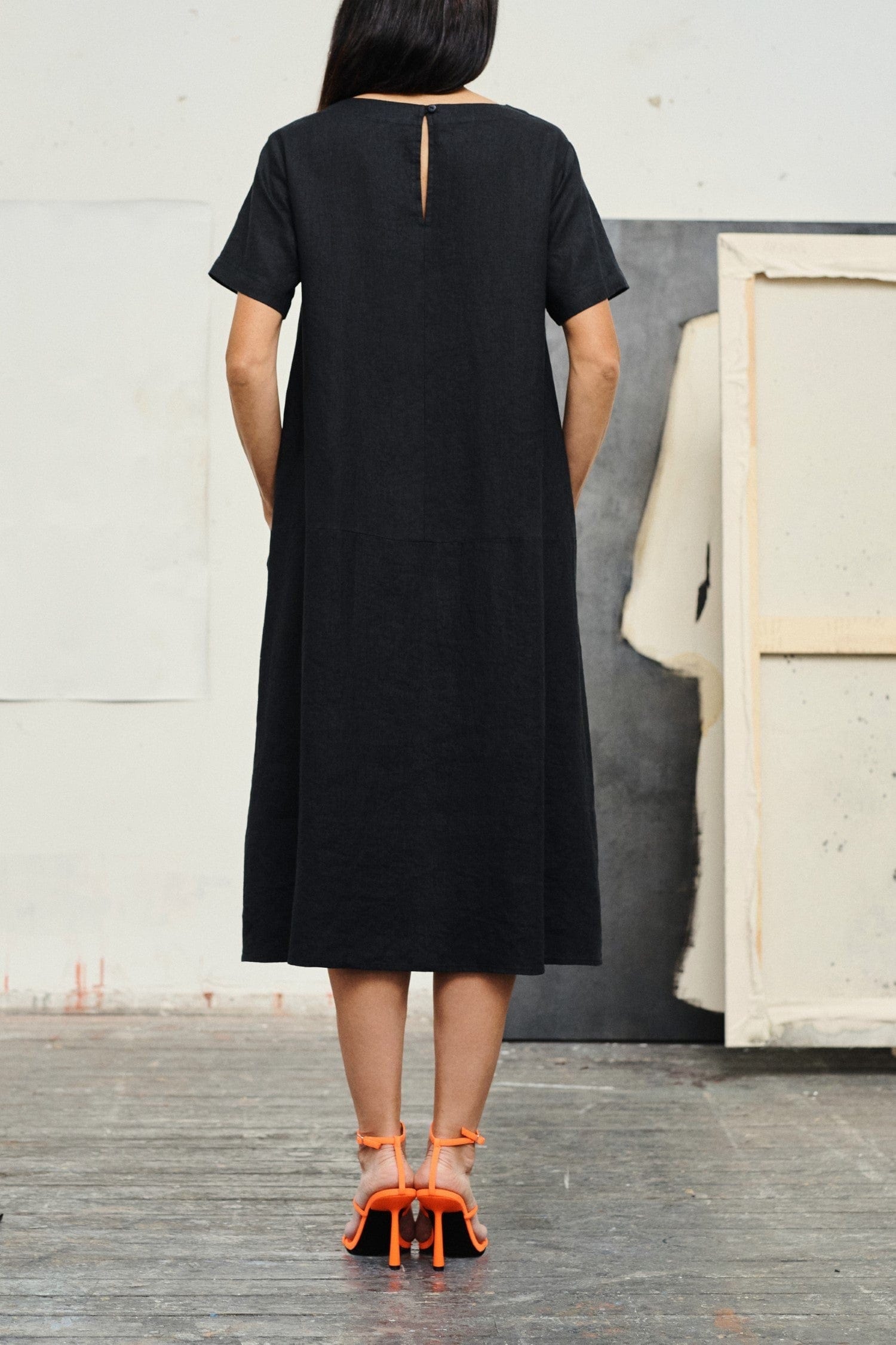 Dresses Speedwell Linen Midi Dress - Black San Rocco Italia