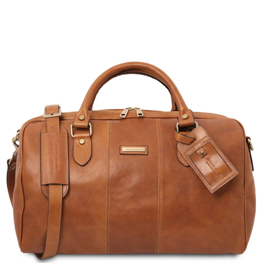 Leather Travel bags Natural Lisbona - Travel leather duffel bag in matte leather - Small size | TL142441 San Rocco Italia
