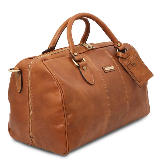 Leather Travel bags Lisbona - Travel leather duffel bag in matte leather - Small size | TL142441 San Rocco Italia