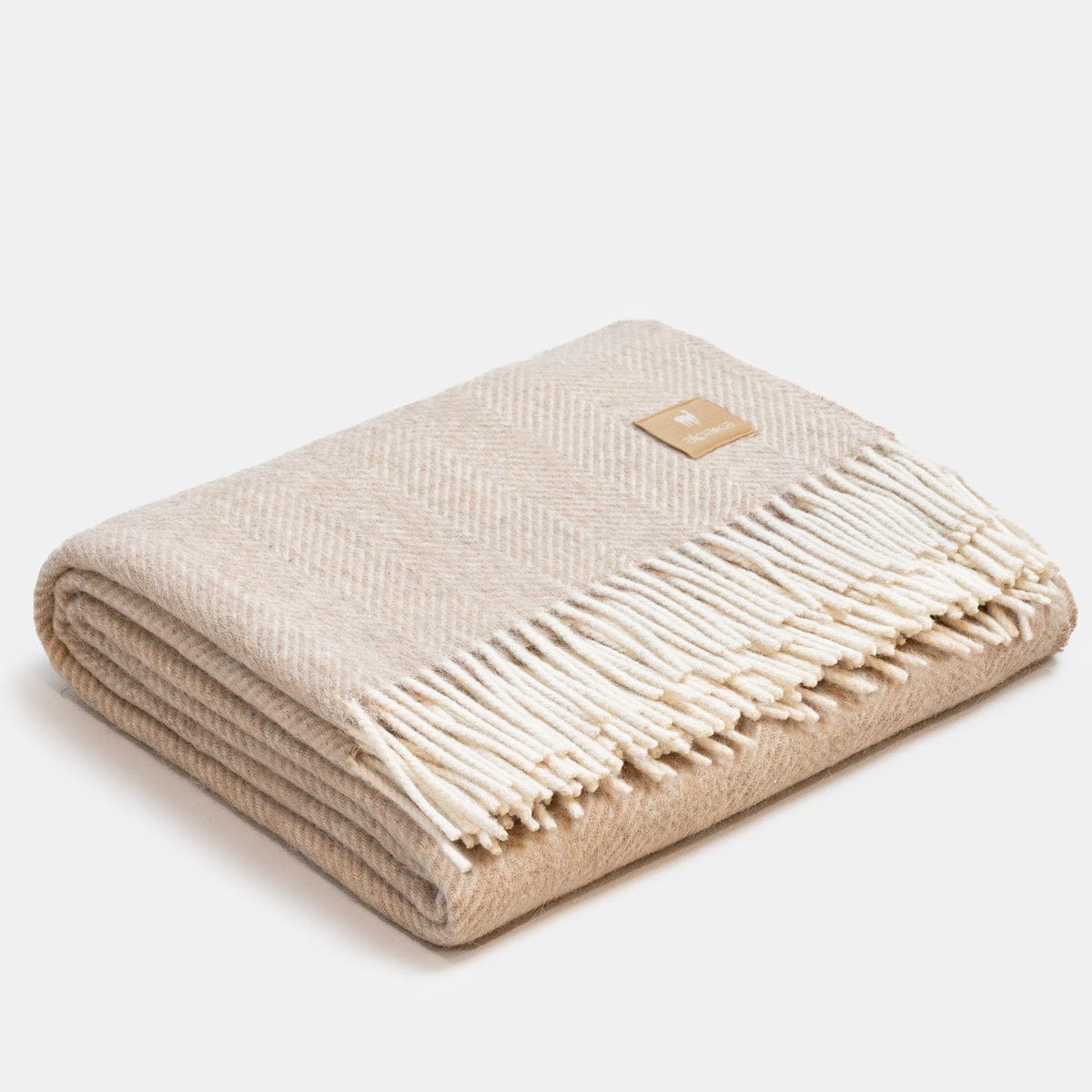 Throw Blankets Beige / 150x200 cm Natural Alpaca Throw Blanket - Classic Herringbone San Rocco Italia