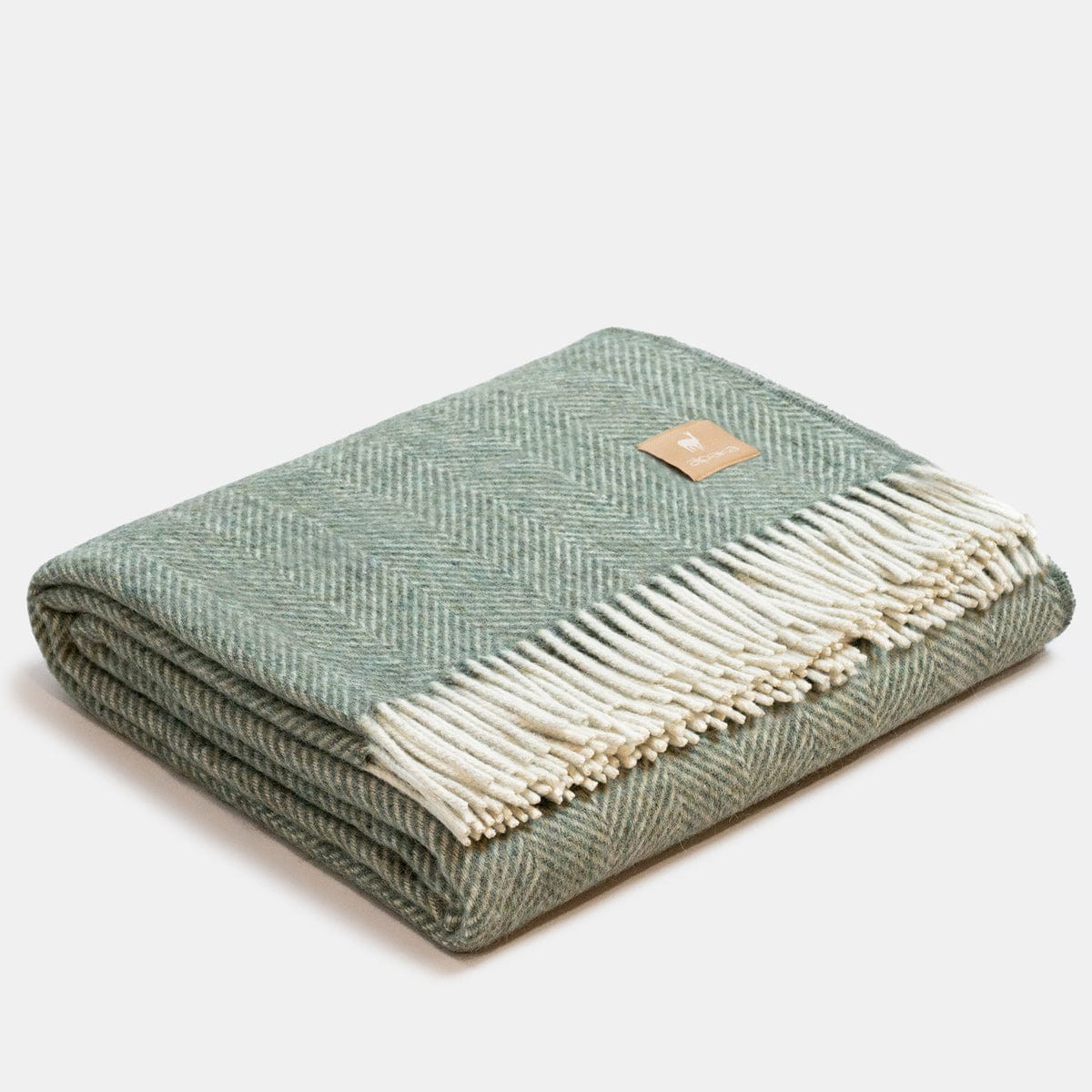 Throw Blankets Light Green / 150x200 cm Natural Alpaca Throw Blanket - Classic Herringbone San Rocco Italia