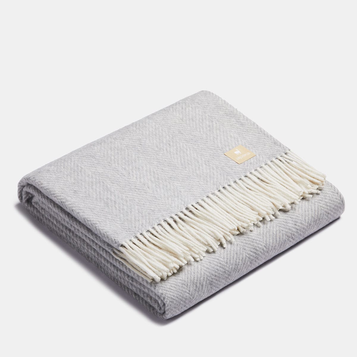 Throw Blankets Silver / 150x200 cm Natural Alpaca Throw Blanket - Classic Herringbone San Rocco Italia