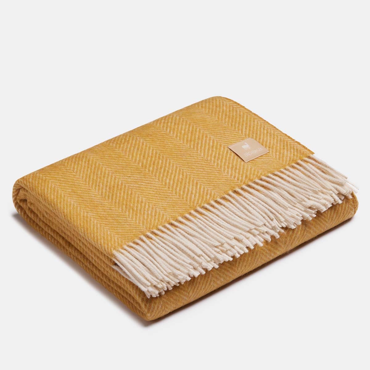 Throw Blankets Yellow / 150x200 cm Natural Alpaca Throw Blanket - Classic Herringbone San Rocco Italia