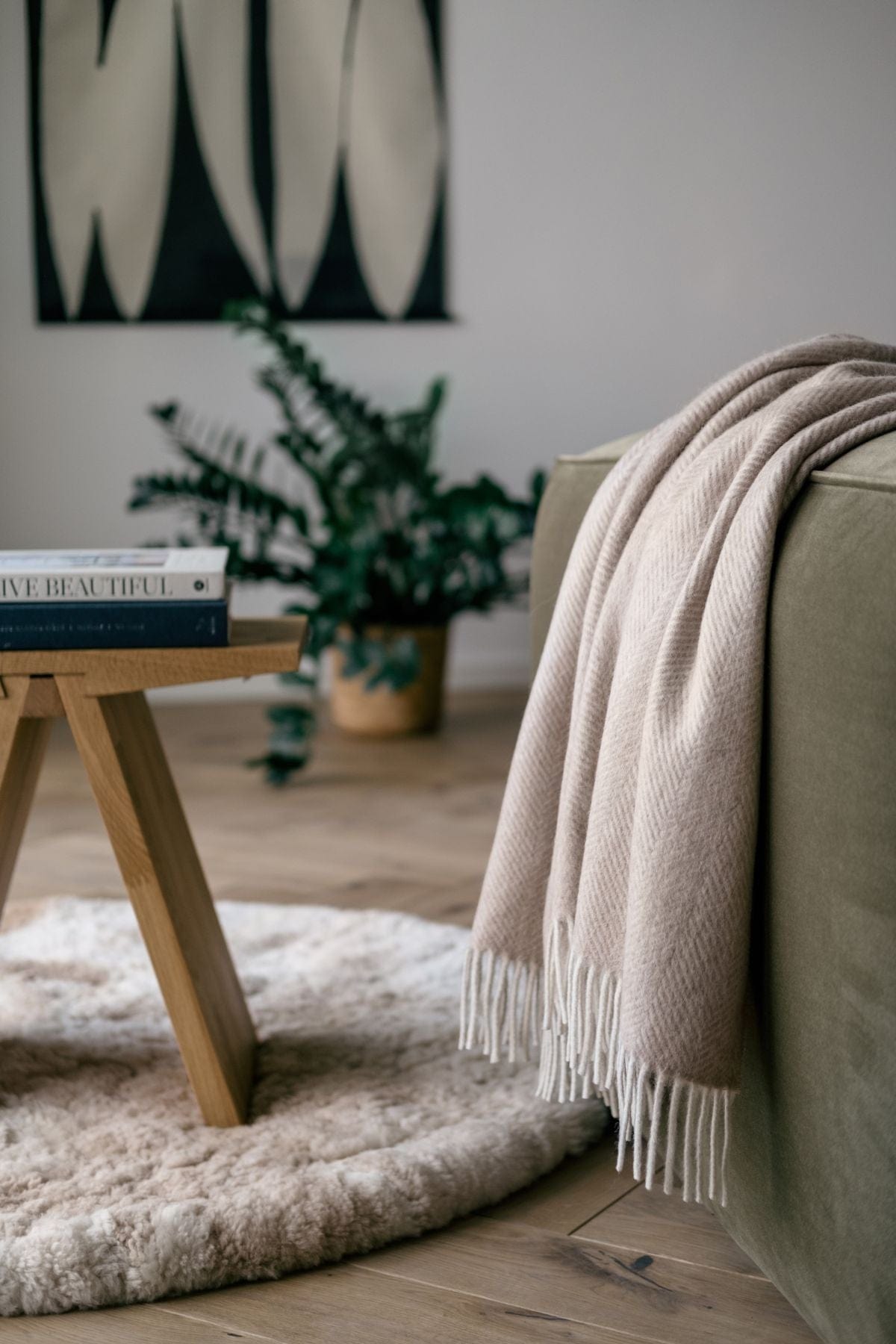 Throw Blankets Natural Alpaca Throw Blanket - Classic Herringbone San Rocco Italia