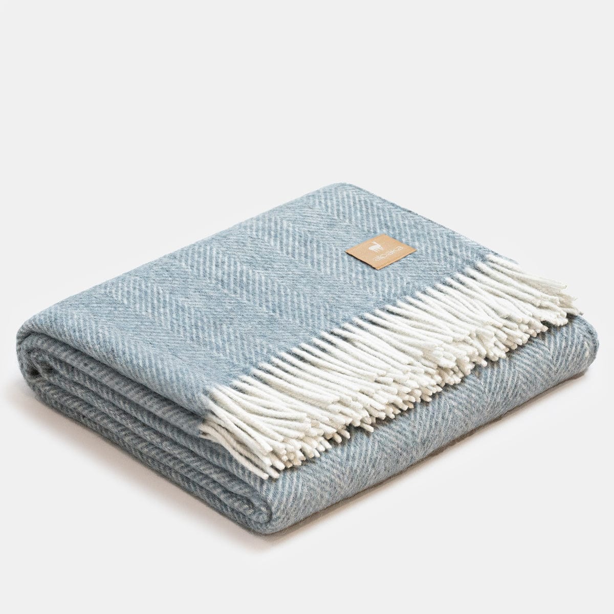 Throw Blankets Light Blue / 150x200 cm Natural Alpaca Throw Blanket - Classic Herringbone San Rocco Italia