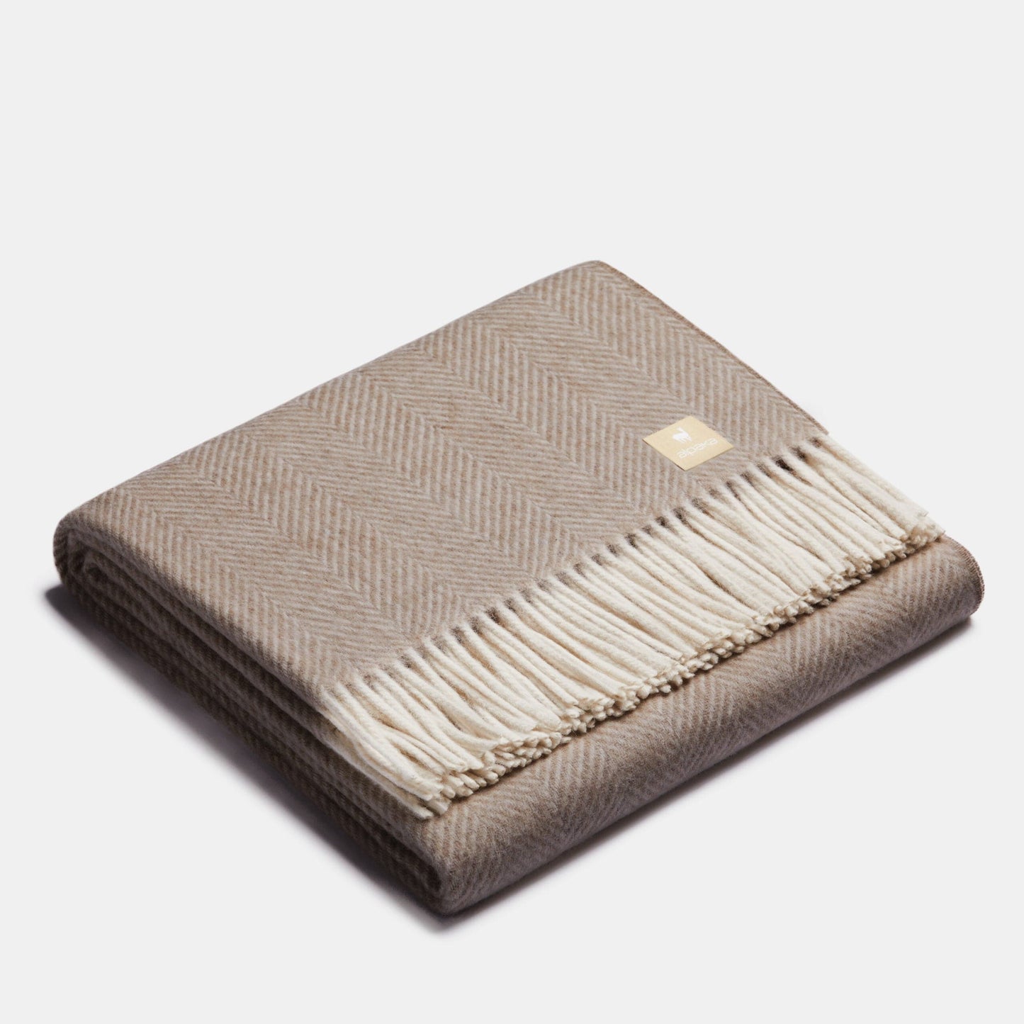 Throw Blankets Brown / 150x200 cm Natural Alpaca Throw Blanket - Classic Herringbone San Rocco Italia