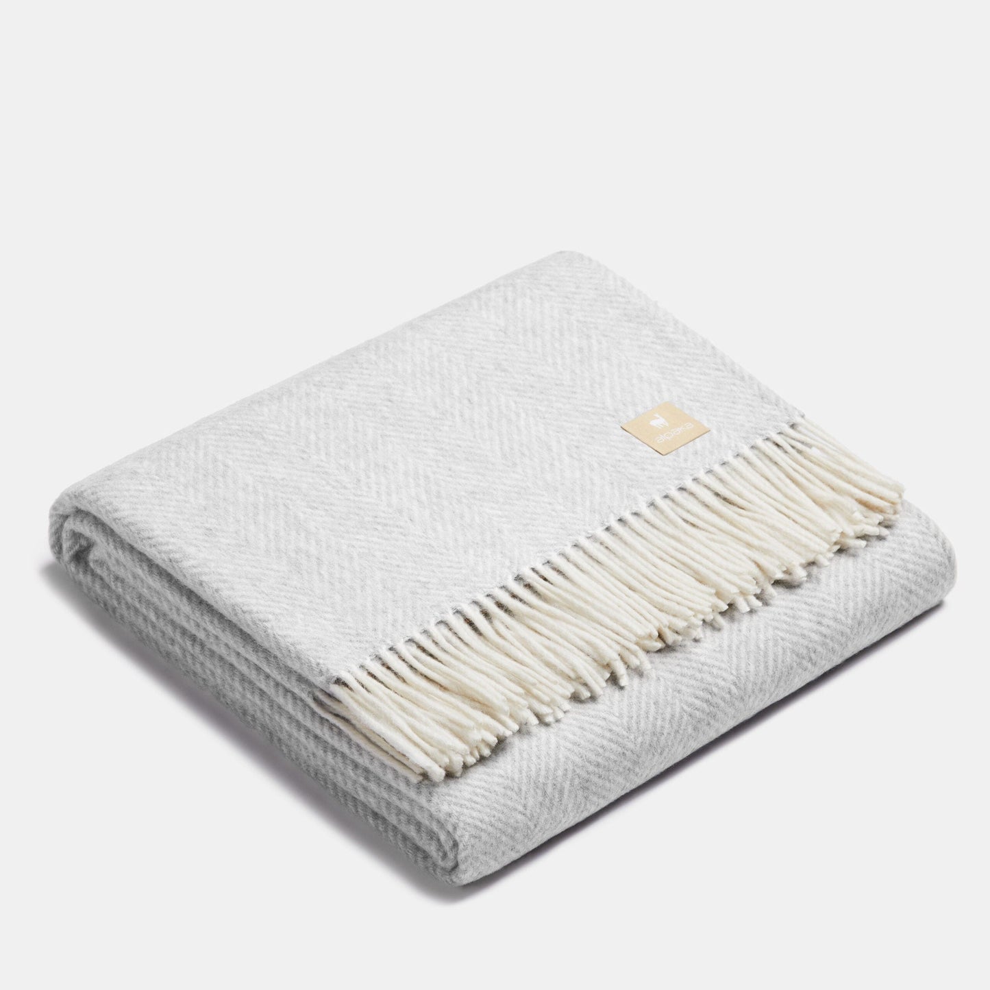 Throw Blankets Light Silver / 150x200 cm Natural Alpaca Throw Blanket - Classic Herringbone San Rocco Italia