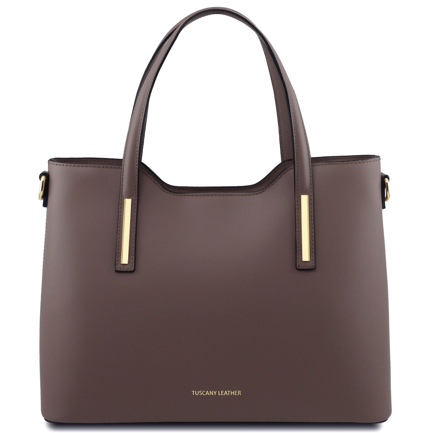 Leather shoulder bags Dark Taupe Olimpia - Italian leather tote | TL141412 San Rocco Italia