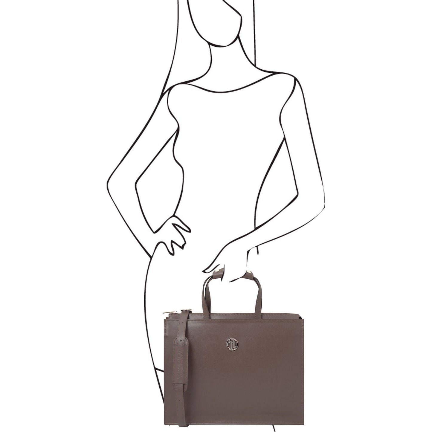 Palermo - Saffiano Italian leather briefcase 3-compartment for women | TL141369 - Premium Leather briefcases - Shop now at San Rocco Italia