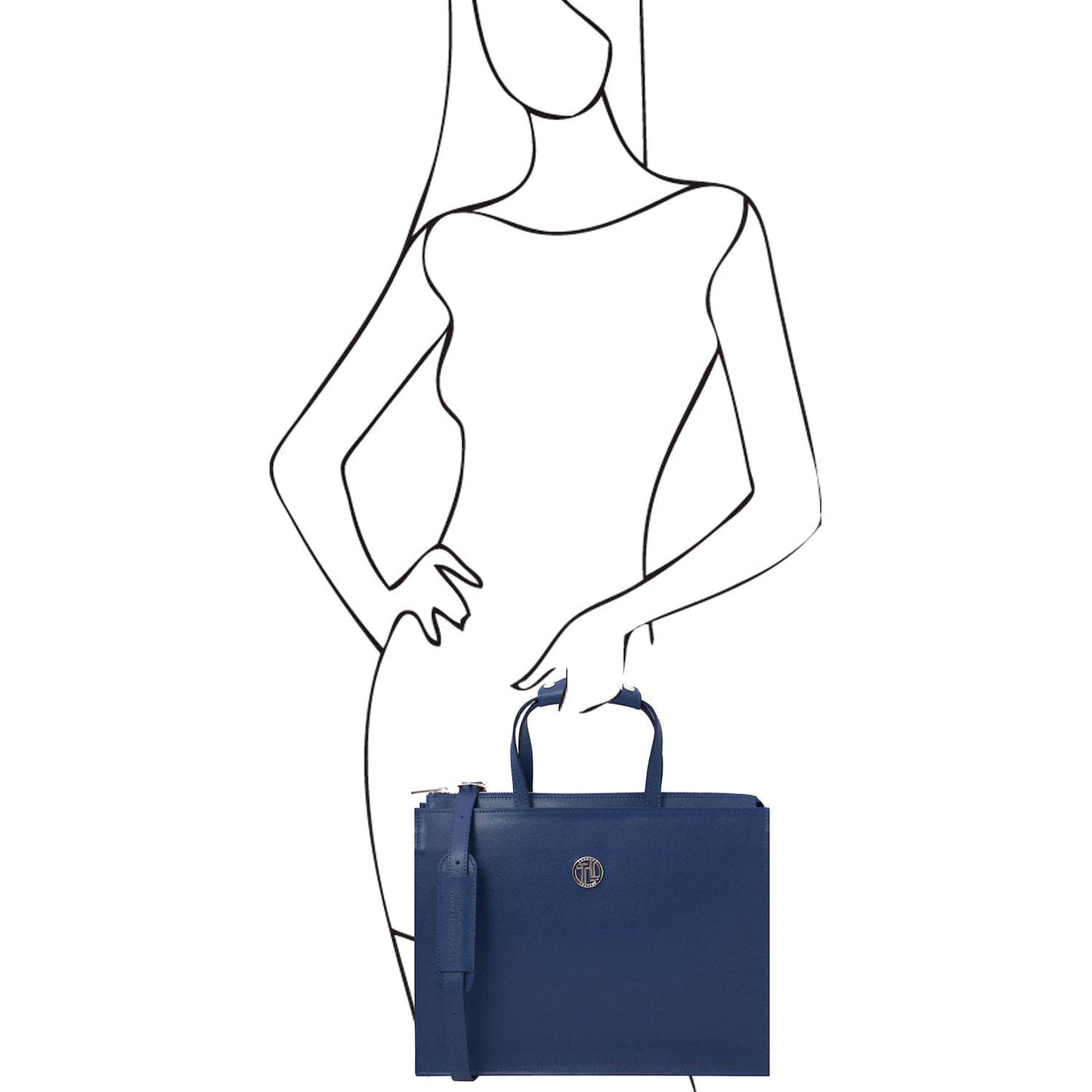 Palermo - Saffiano Italian leather briefcase 3-compartment for women | TL141369 - Premium Leather briefcases - Shop now at San Rocco Italia