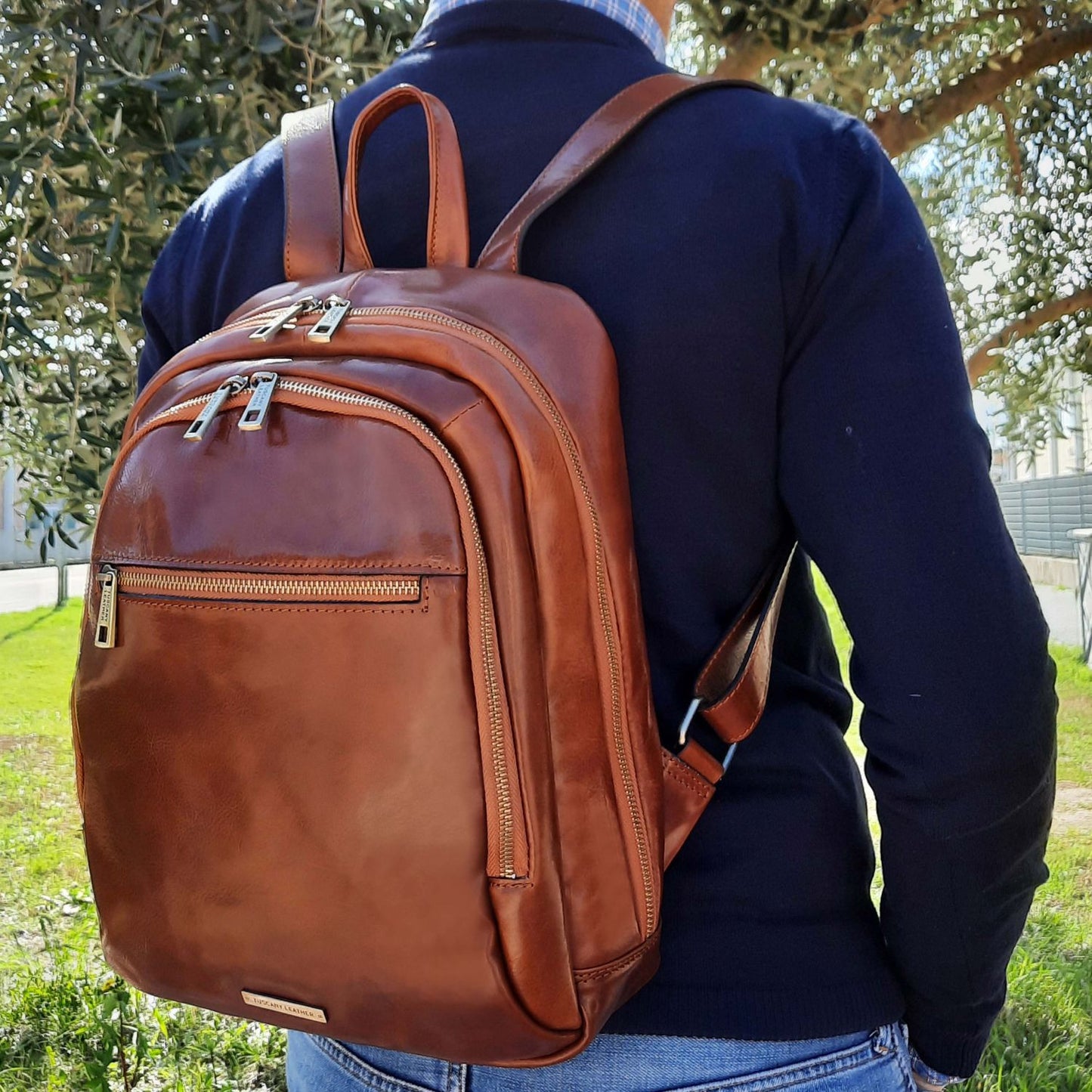 Leather Backpacks Perth - 2 Compartment leather backpack | TL142049 San Rocco Italia