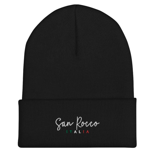 beanies Black San Rocco Italia Embroidered Cuffed Beanie San Rocco Italia