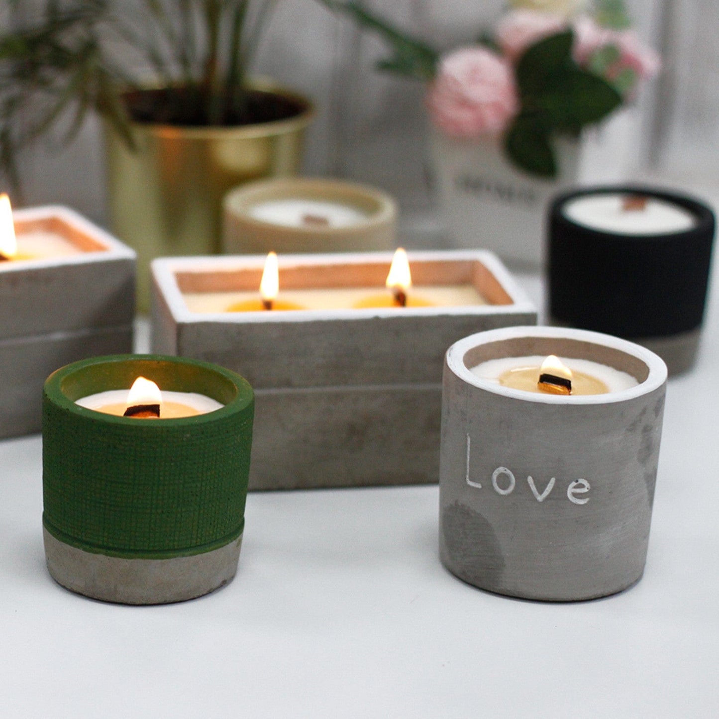 Brandy Butter Soy Wax Candle in a Black Concrete Pot - Premium - Shop now at San Rocco Italia