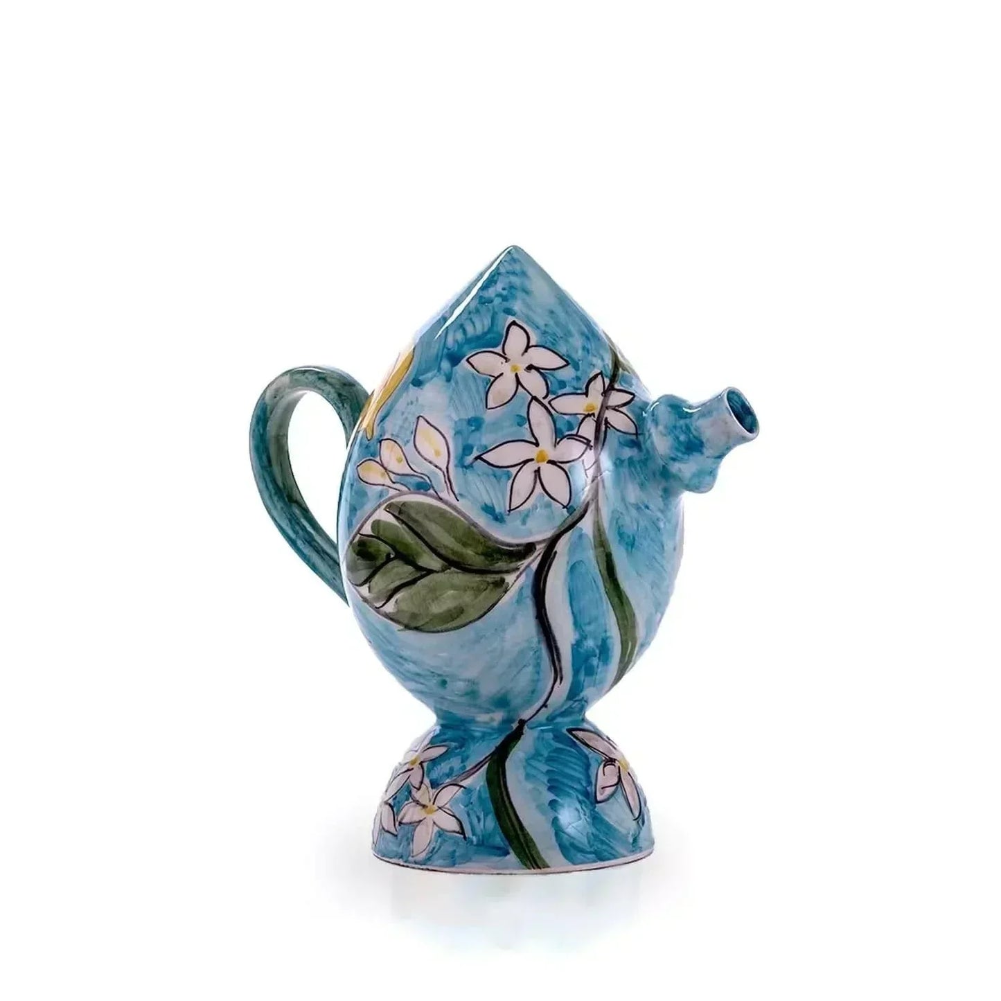 Bummulo "Bummulo Malandrino" Ceramic Sicilian Jug - Blue with Lemons and Orange Blossoms San Rocco Italia