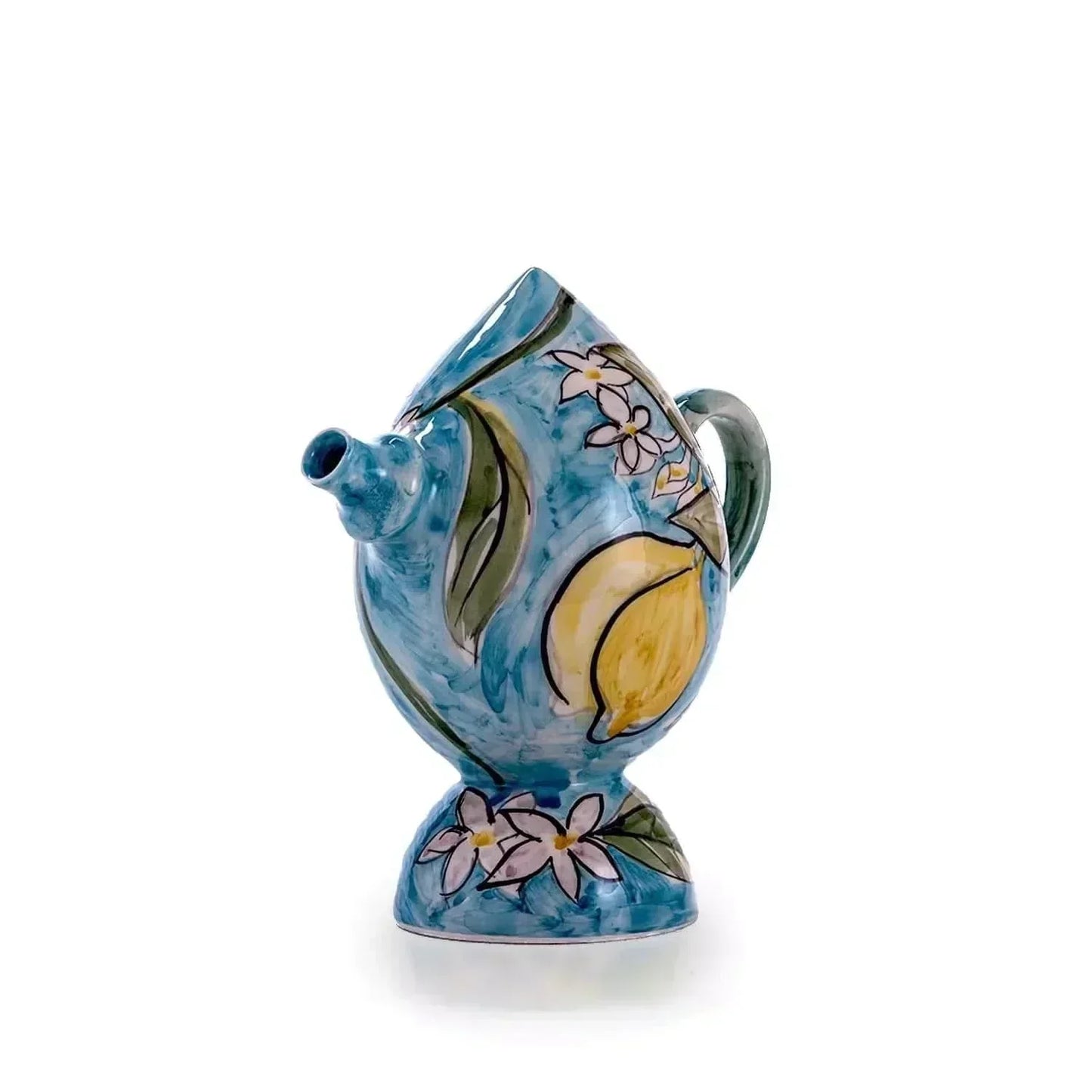 Bummulo "Bummulo Malandrino" Ceramic Sicilian Jug - Blue with Lemons and Orange Blossoms San Rocco Italia