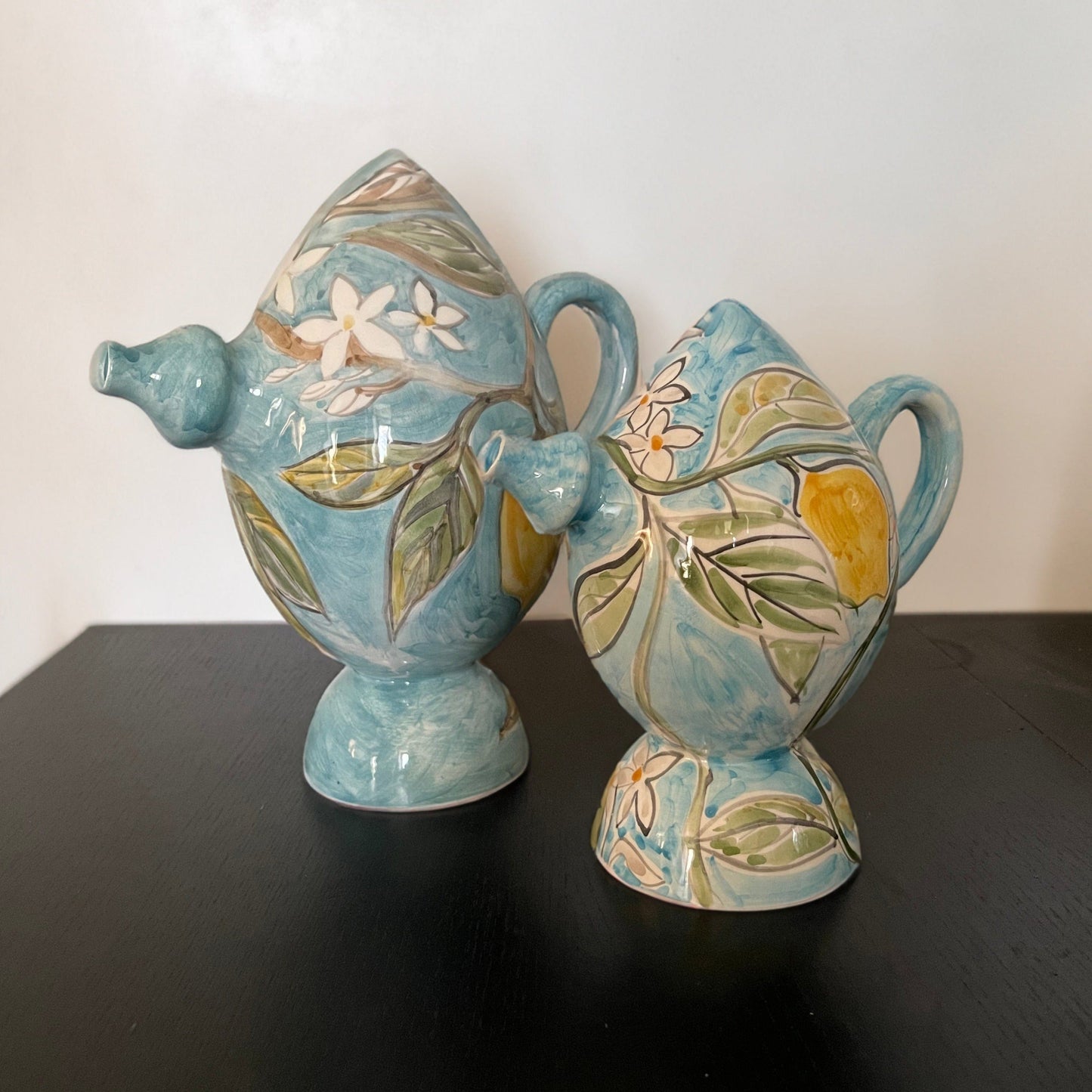 Bummulo "Bummulo Malandrino" Ceramic Sicilian Jug - Blue with Lemons and Orange Blossoms San Rocco Italia