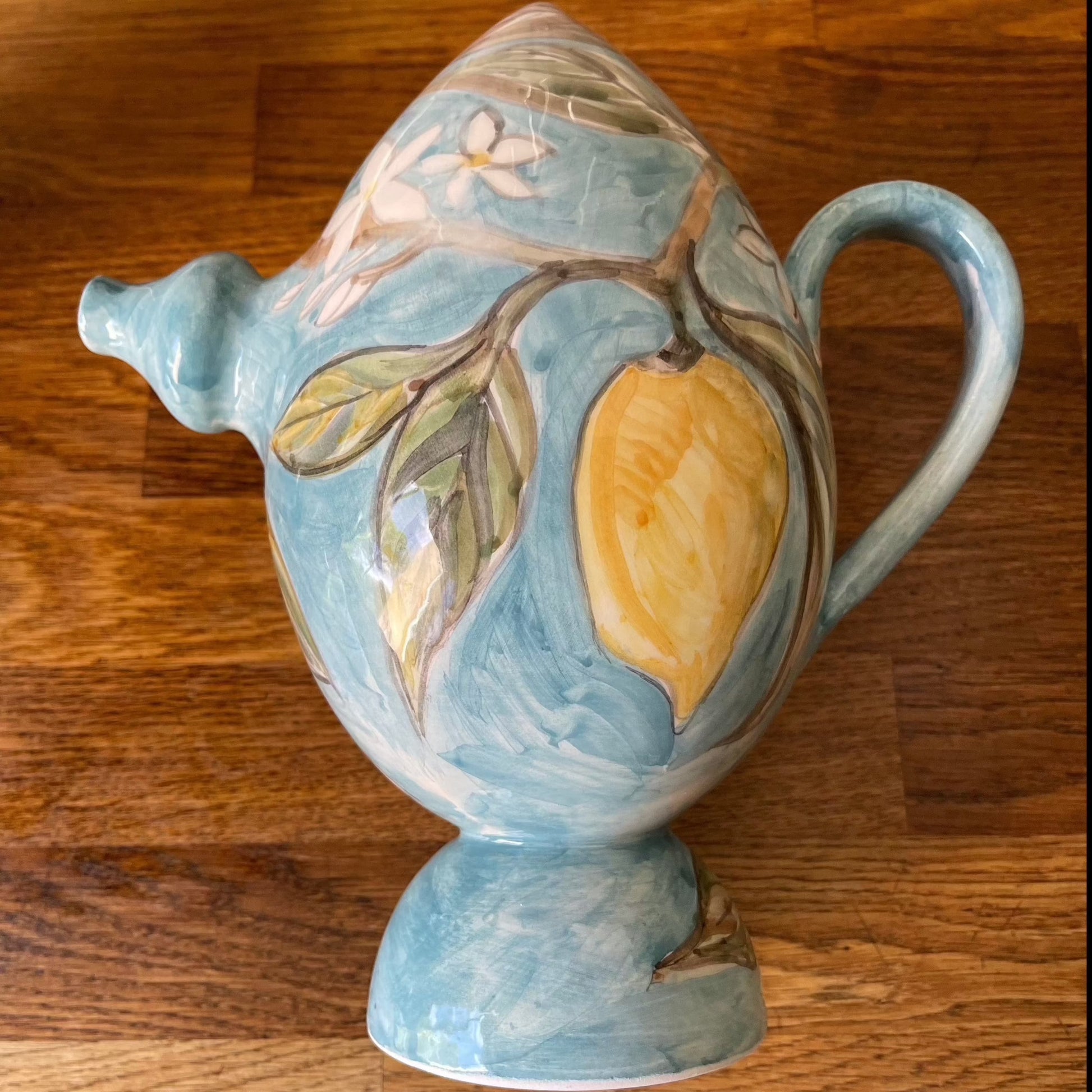Bummulo "Bummulo Malandrino" Ceramic Sicilian Jug - Blue with Lemons and Orange Blossoms San Rocco Italia