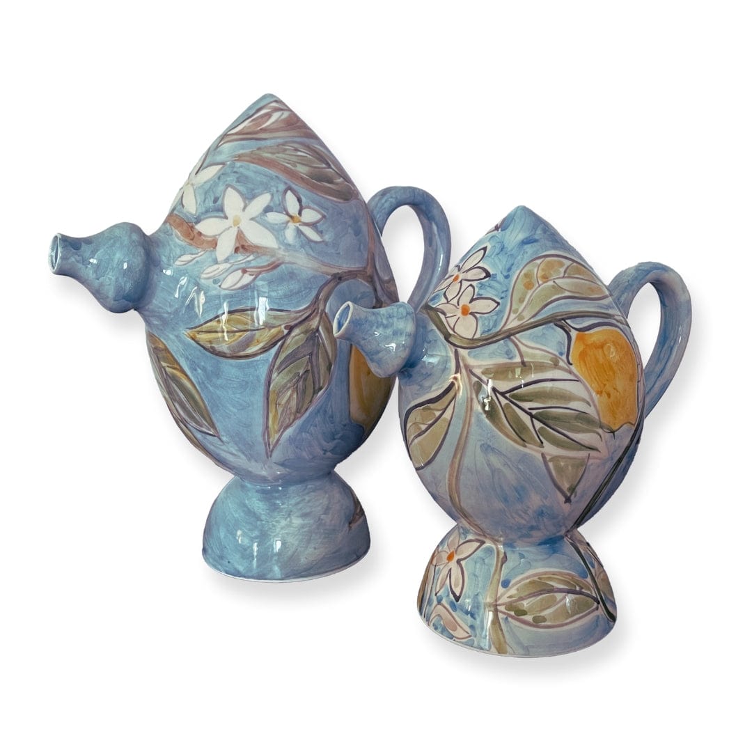 Bummulo "Bummulo Malandrino" Ceramic Sicilian Jug - Blue with Lemons and Orange Blossoms San Rocco Italia
